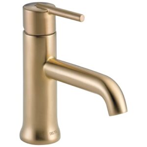 delta faucet trinsic single hole bathroom faucet, gold bathroom faucet, single handle bathroom faucet, metal drain assembly, champagne bronze 559lf-czmpu