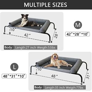 PETIME Cooling Elevated Pet Cushion Bed Raised Dog Cots Beds for Small Dogs, Portable Indoor & Outdoor Pet Hammock Bed, Frame with Breathable Mesh and Removable Bolsters (42 Inch)