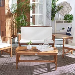 SAFAVIEH Outdoor Collection Rocklin Natural/ Beige 4-Piece Conversation Patio Set with Cushions