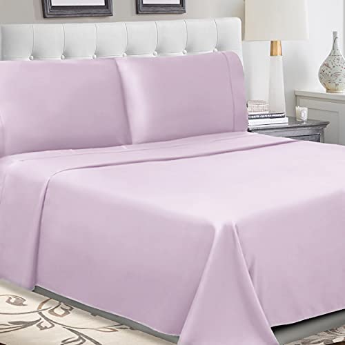 SUPERIOR Cotton Percale Deep Pocket Sheet Set, Twin, Lilac, 3-Pieces