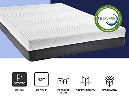 Sleepy's by Mattress Firm | Memory Foam Curve Mattress | King Size | 12" Plush | Pressure Relief | Moisture Wicking Breathable | Adjustable Base Friendly