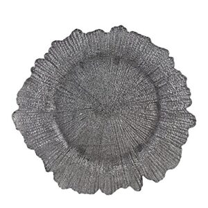 10 strawberry street sponge glass 13″ charger plate, set of 6, silver