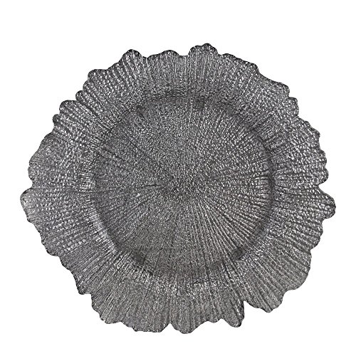 10 Strawberry Street Sponge Glass 13" Charger Plate, Set of 6, Silver