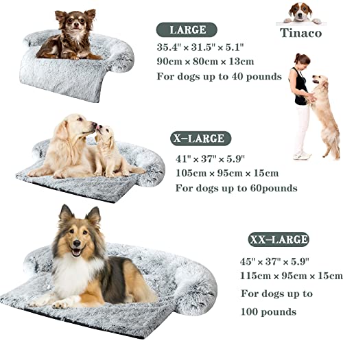 Tinaco Luxurious Calming Dogs/Cats Bed Mats, Washable Removable Couch Cover, Plush Long Fur Mat for Pets, Waterproof Lining, Perfect for Small, Medium and Large Dogs and Cats (Gradient Gray, XL)
