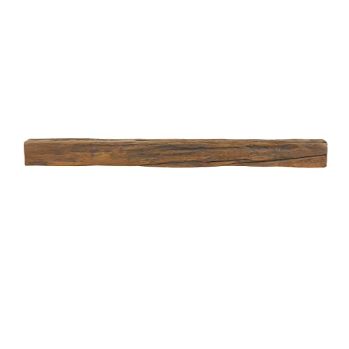 AZ Faux High-Density Polyurethane Faux Fireplace Mantel for Interior Decor | Lightweight Rustic Floating Wood Beam with Mounting Strip and Touch-Up Kit | Old English | 48" L x 4" W x 4" H | Burnished