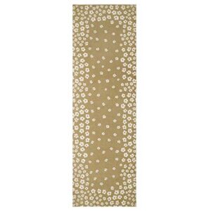 superior 100% cotton printed wildflower runner rug, 2′ 6″ x 8′, beige