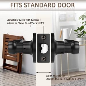 Probrico (6 Pack Passage Door Lever [Non-Locking Lever Set], Non-Locking Door Handle Set for Hallway or Closets, Keyless Black Finish Wave Door Lock, Reversible Right & Left Side Handed