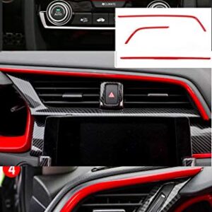 BOYUER 15PCS Civic Interior Full Accessories Center Console Gear Box Cover Trim Steering Wheel Trims Decoration Stickers for 10th Gen Honda Civic 2021 2020 2019 2018 2017 2016(RED)