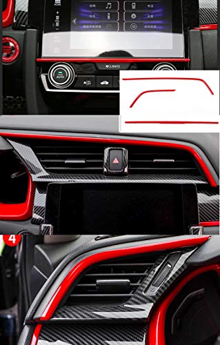 BOYUER 15PCS Civic Interior Full Accessories Center Console Gear Box Cover Trim Steering Wheel Trims Decoration Stickers for 10th Gen Honda Civic 2021 2020 2019 2018 2017 2016(RED)