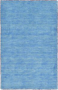 unique loom solid gava collection 100% natural twisted wool modern light blue area rug (3′ x 5′)