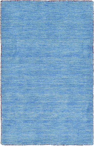 Unique Loom Solid Gava Collection 100% Natural Twisted Wool Modern Light Blue Area Rug (3' x 5')