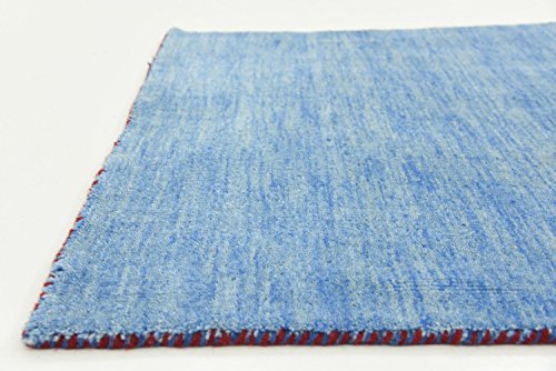 Unique Loom Solid Gava Collection 100% Natural Twisted Wool Modern Light Blue Area Rug (3' x 5')