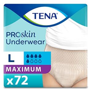 tena incontinence underwear for women, maximum absorbency, proskin – large – 72 count