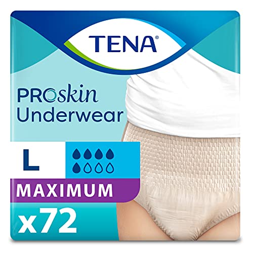 TENA Incontinence Underwear for Women, Maximum Absorbency, ProSkin - Large - 72 Count