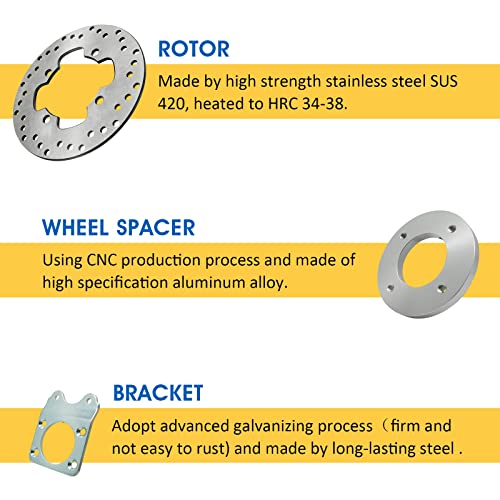 Front Disc Brake Conversion Kit for Honda Fourtrax 300 Rancher 350 Foreman 400 450 Rubicon 500 Rincon 650 TRX 300 350 400 450 500 650（Only fit for 12" and above wheel / Not for OEM aluminum wheel)