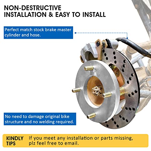 Front Disc Brake Conversion Kit for Honda Fourtrax 300 Rancher 350 Foreman 400 450 Rubicon 500 Rincon 650 TRX 300 350 400 450 500 650（Only fit for 12" and above wheel / Not for OEM aluminum wheel)