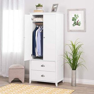 Prepac Yaletown 2 Door Armoire, 21"D x 31.5"W x 72"H, White