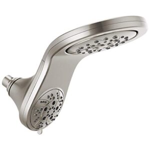 delta faucet 58581-ss25-pk hydrorain h2okinetic 5-setting two-in-one shower head combo, 2.5 gpm water flow, stainless