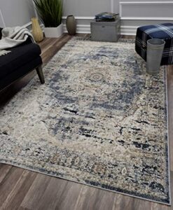 rugs america cambridge collection cb400a blue tan area rug 2’3″ x 8′