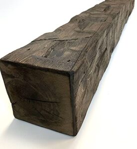 wilson 8″x 8″x 72″ hand-hewn barn beam mantel, rustic coffee color solid wood shelf (1 piece)