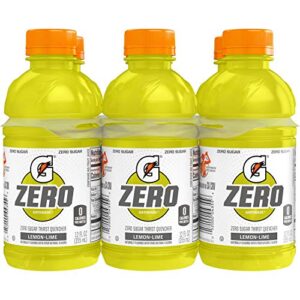 gatorade g zero thirst quencher, lemon lime, 12oz bottles (6 pack)