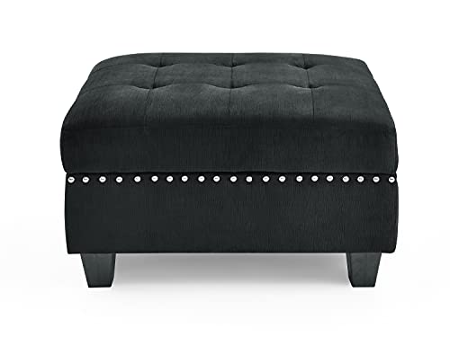 Melpomene 142'' U-Shape Velvet Sectional Sofa Couch，DIY Combination Includes 7 Single Chair 4 Corner and 1 Ottoman, Living Room Furniture Set for Villa & House,Black