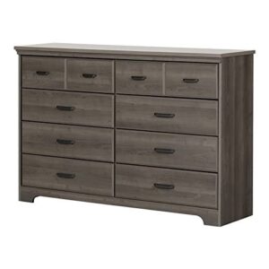 south shore versa 8-drawer double dresser gray maple, traditional