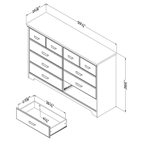 South Shore Versa 8-Drawer Double Dresser Gray Maple, Traditional