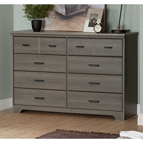 South Shore Versa 8-Drawer Double Dresser Gray Maple, Traditional