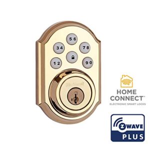 Kwikset 99100-077 SmartCode 910 Z-Wave Plus Deadbolt, P, Lifetime Polished Brass, Z-Wave Plus