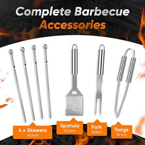 20 Piece Heavy Duty BBQ Grill Tools Set - Extra Thick Stainless Steel Spatula, Fork & Tongs. Complete Barbecue Accessories Kit in Aluminum Storage Case