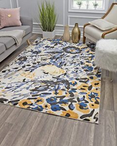 rugs america ivory blue floral transitional rug blue honey va10a 2’0″x4’0″ area rug
