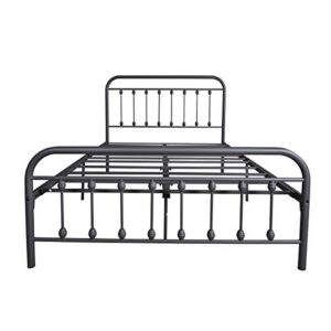 DUMEE Metal Queen Bed Frame with Headboard and Footboard Farmhouse Platform Bed Frame Queen Size Under Bed Storage No Box Spring Needed, Textured Black