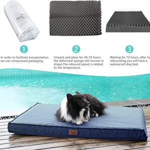 Tail Stories Outdoor All Weather Dog Bed, Waterproof Dog Bed for Large Dogs, Orthopedic Egg Foam Pet Bed with Washable and Removable Oxford Cooling Cover