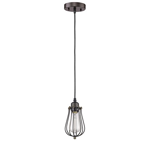 Chloe Lighting CH858020RB05-DP1 Industrial Industrial-Style 1 Light Rubbed Bronze Ceiling Mini Pendant 5" Shade