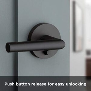 Kwikset 91550-030 Milan Door Handle Lever with Modern Contemporary Slim Round Design for Home Bedroom or Bathroom Privacy in Iron Black