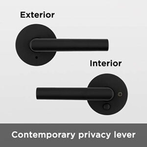 Kwikset 91550-030 Milan Door Handle Lever with Modern Contemporary Slim Round Design for Home Bedroom or Bathroom Privacy in Iron Black