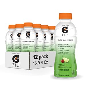 gatorade fit electrolyte beverage, healthy real hydration, cherry lime, 16.9.oz bottles (12 pack)