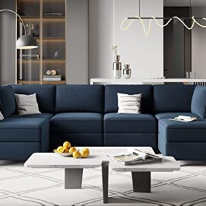 Belffin Modular Sectional Sofa U Shaped Couch with Storage Seat Reversible Sectional Sofa Couch with Chaise Velvet Blue