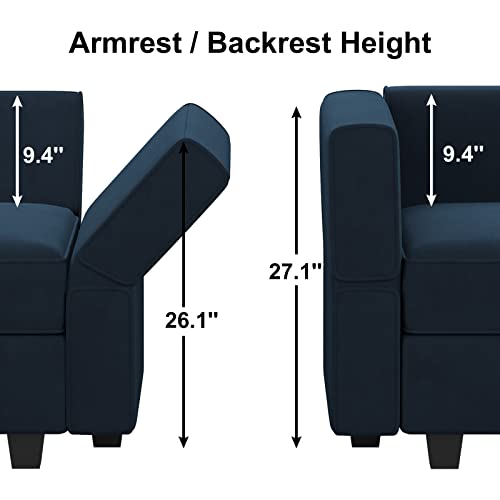 Belffin Modular Sectional Sofa U Shaped Couch with Storage Seat Reversible Sectional Sofa Couch with Chaise Velvet Blue