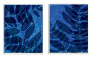 stupell industries cobalt ferns 2pc wall plaque art set, 10 x 15, multi-color