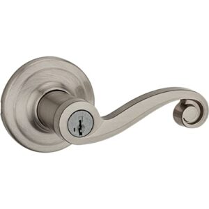 Kwikset 97402-730 Lido Entry Door Lever Featuring Smartkey Re-Key Security, Satin Nickel