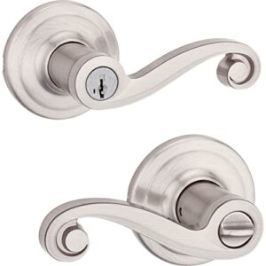 Kwikset 97402-730 Lido Entry Door Lever Featuring Smartkey Re-Key Security, Satin Nickel