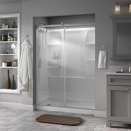 Delta Shower Doors SD3956994 Classic Semi-Frameless Contemporary Sliding Shower 60"x71", Nickel Track