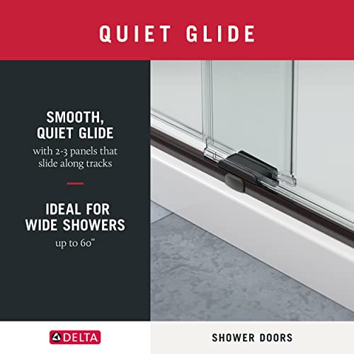 Delta Shower Doors SD3956994 Classic Semi-Frameless Contemporary Sliding Shower 60"x71", Nickel Track