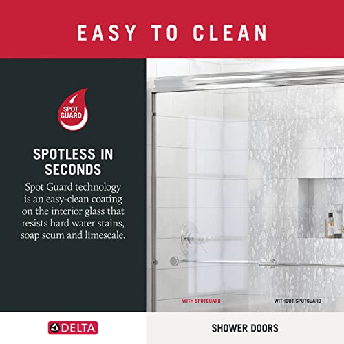 Delta Shower Doors SD3956994 Classic Semi-Frameless Contemporary Sliding Shower 60"x71", Nickel Track