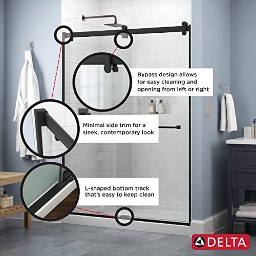 Delta Shower Doors SD3956994 Classic Semi-Frameless Contemporary Sliding Shower 60"x71", Nickel Track