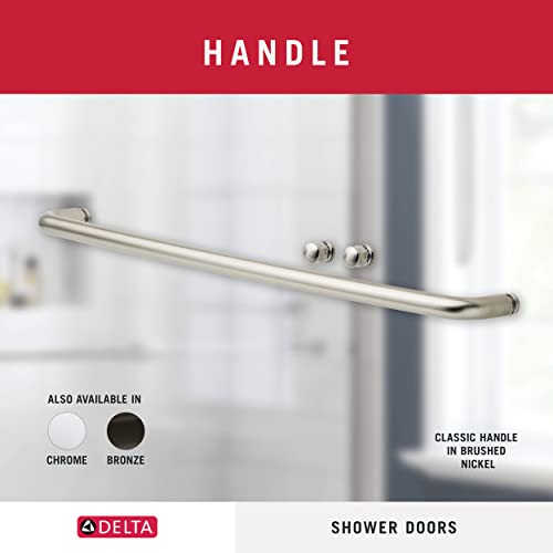 Delta Shower Doors SD3956994 Classic Semi-Frameless Contemporary Sliding Shower 60"x71", Nickel Track