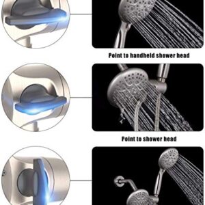 SR SUN RISE Shower System with Handheld Shower and Rain Shower Combo Set High Pressure 5-spray Dual 2 in 1 Shower Faucet Patented 3-way Diverter Brushed Nickel (Valve Include）