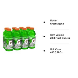 Gatorade Thirst Quencher, Green Apple, 20 Ounce , (Pack of 24)